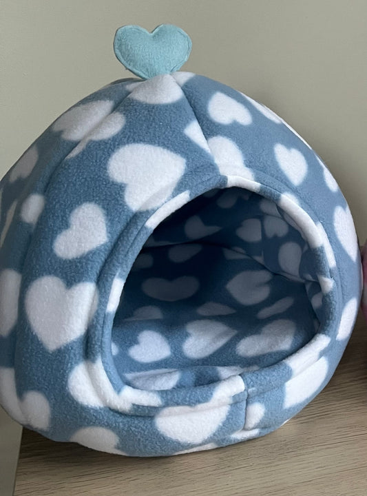 MADE TO ORDER Blue Hearts Cosy Pod - Guinea Pig Bed/Hide