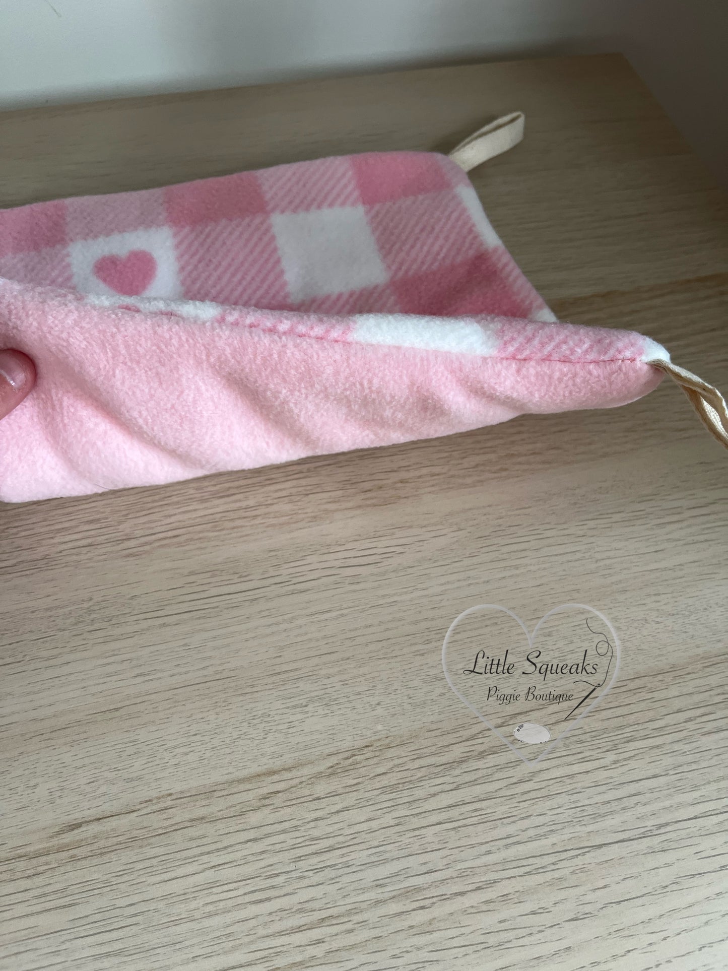 Hammock Stand Pad for Guinea Pigs - Pink Hearts Check/Pink (Strawberry Kisses Collection)