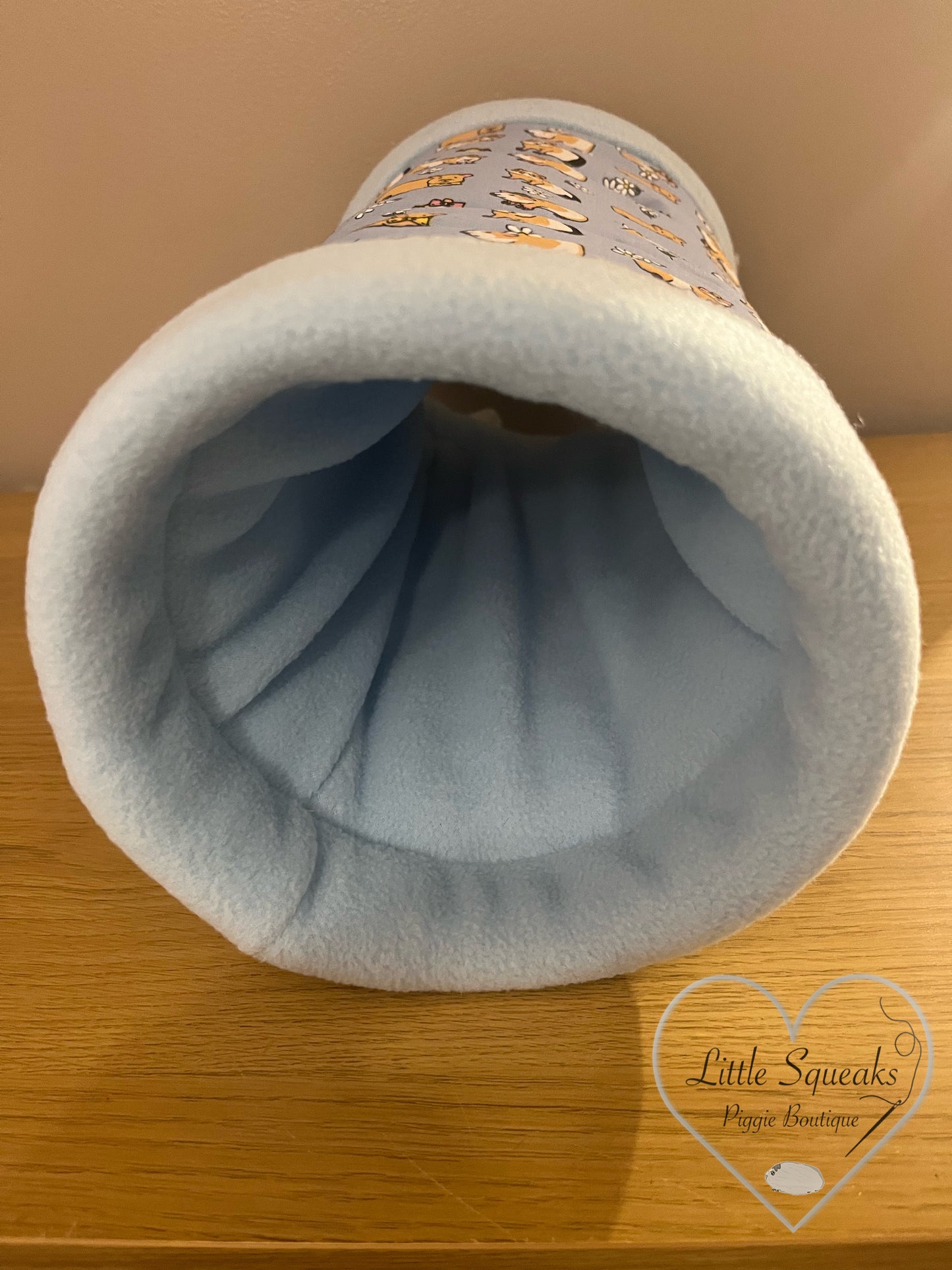 Blue Guinea Pig Snuggle Tunnel ‘STAY OPEN’ - Guinea Pig Bed/Hide