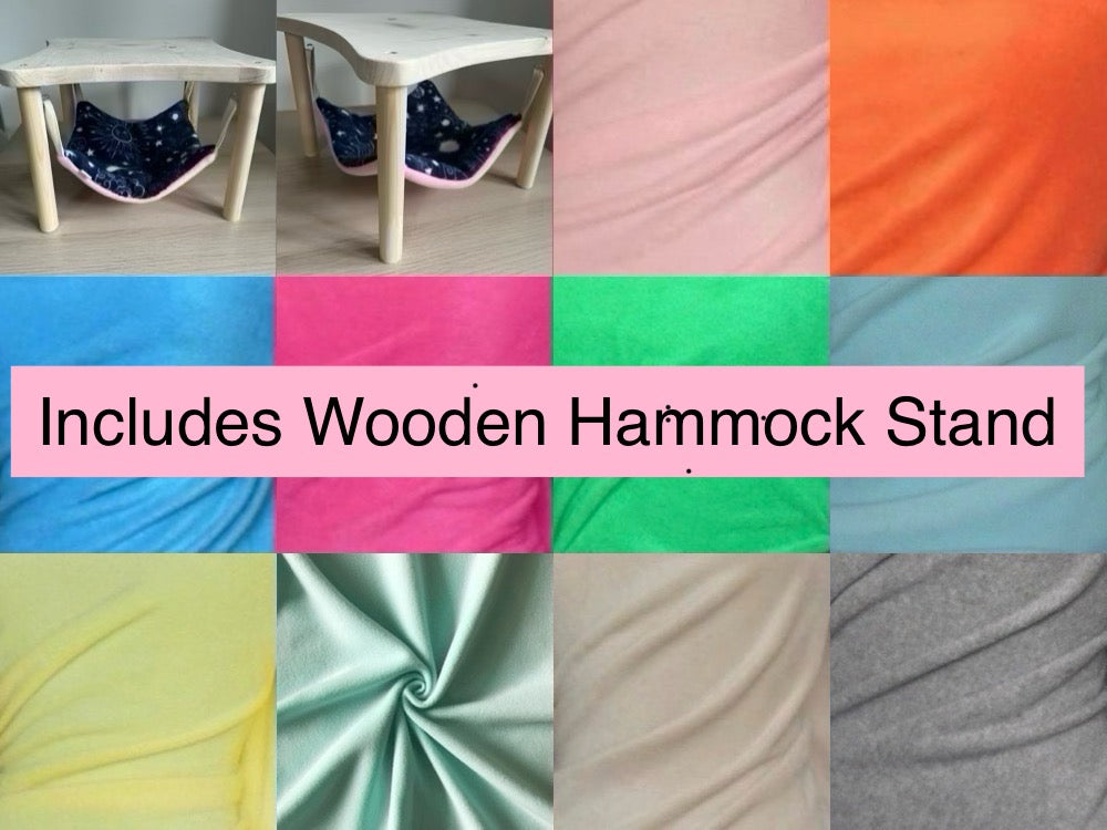 Choose Your Own Fleece Custom Wooden Hammock Stand with Hammock Pad for Guinea Pigs