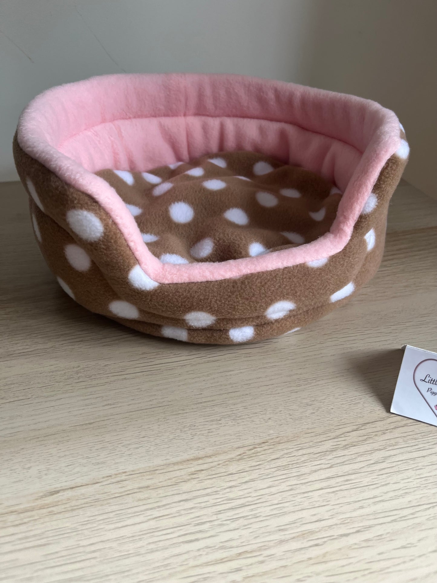 MADE TO ORDER Brown Spotted/Pink Cuddle Cup - Guinea Pig Bed/Hide