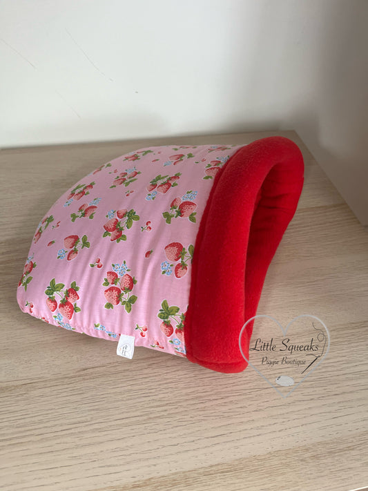 Stay Open Snuggle Sack - Guinea Pig Bed/Hide (Strawberry Kisses Collection)