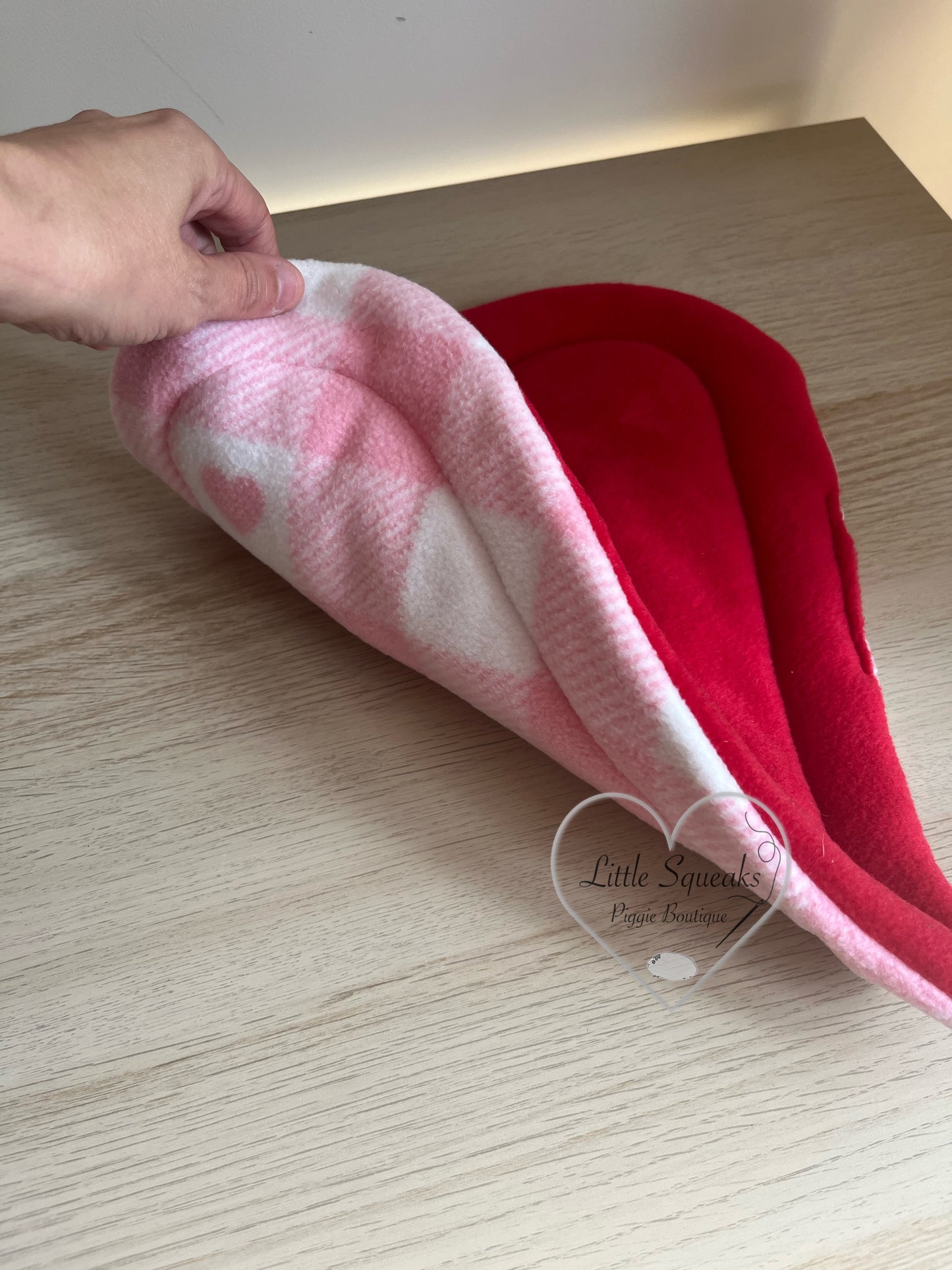 Heart Shaped Pee Pad for Guinea Pigs - Red/Pink heart check (Strawberry Kisses Collection)