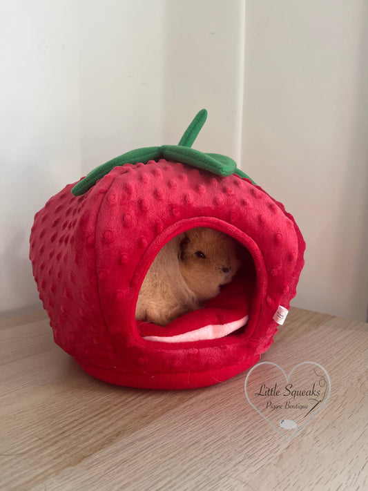 Strawberry Cosy Pod - Guinea Pig Bed/Hide (Strawberry Kisses Collection)