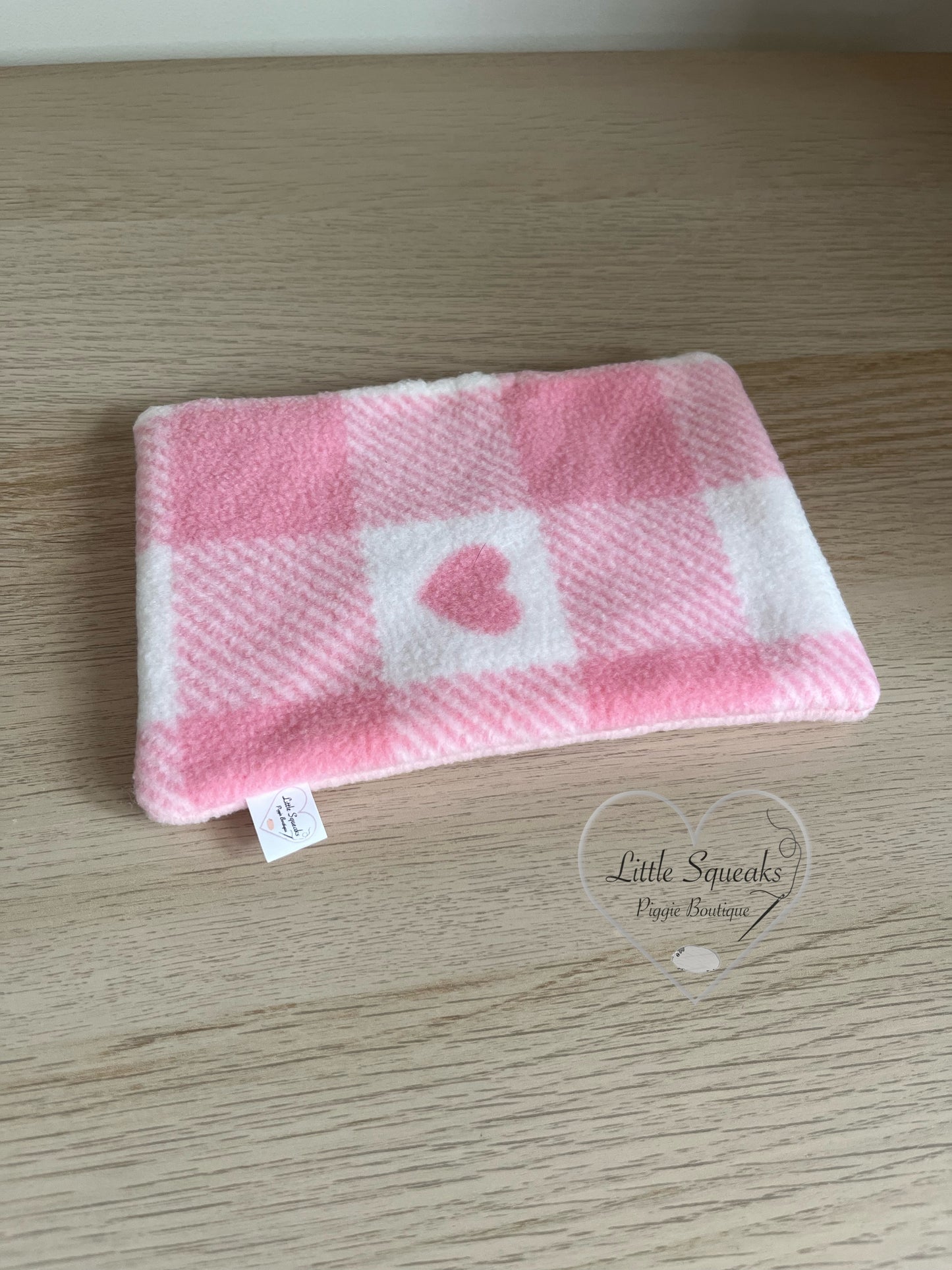 Pee Pad for Guinea Pigs - Pink Hearts Check/Pink (Strawberry Kisses Collection)