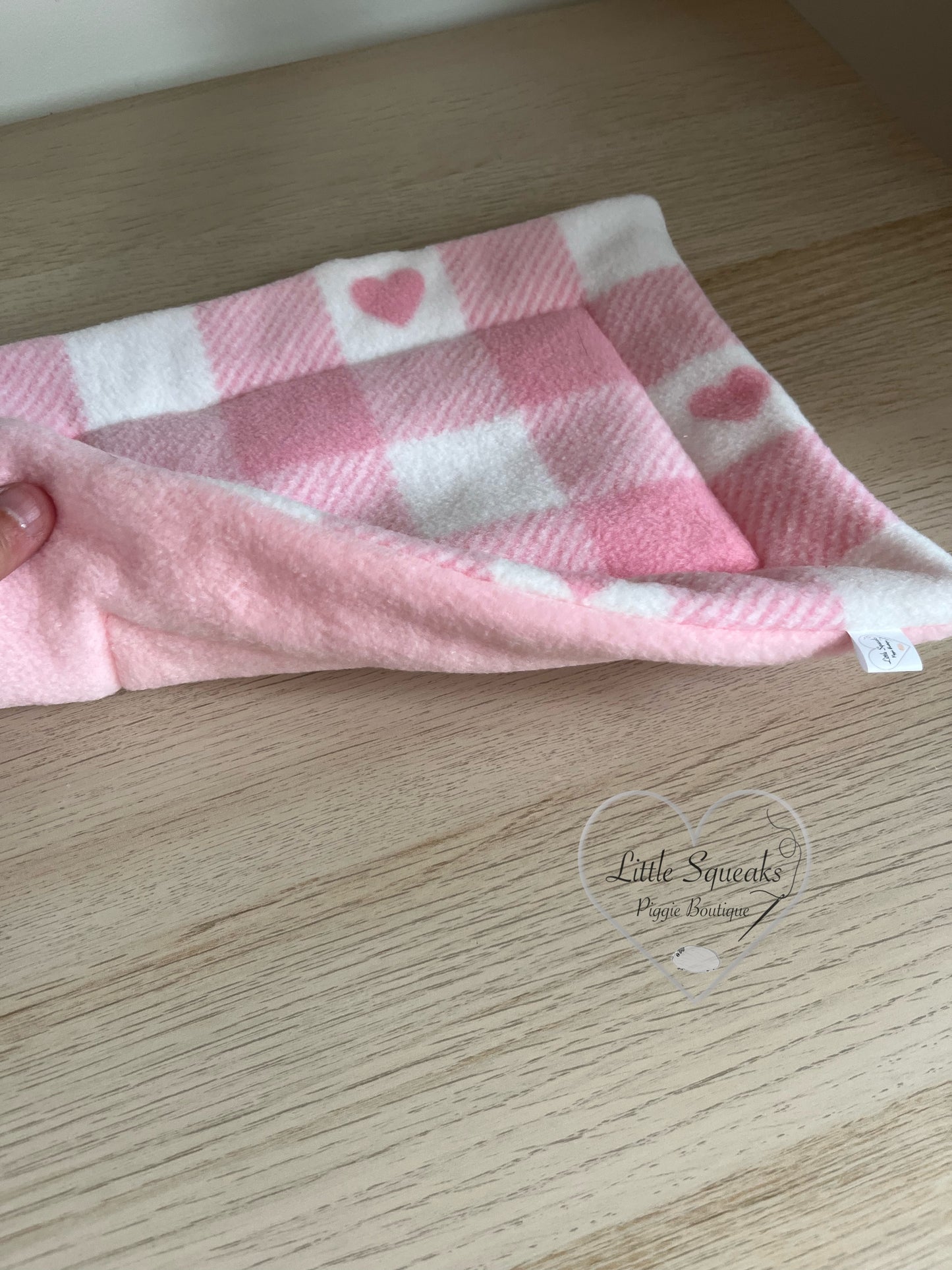 Pee Pad for Guinea Pigs - Pink Hearts Check/Pink (Strawberry Kisses Collection)