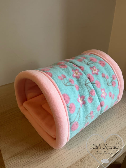 Cherry Blossom Cuddle Tunnel with Pee Pad - Guinea Pig Bed/Hide